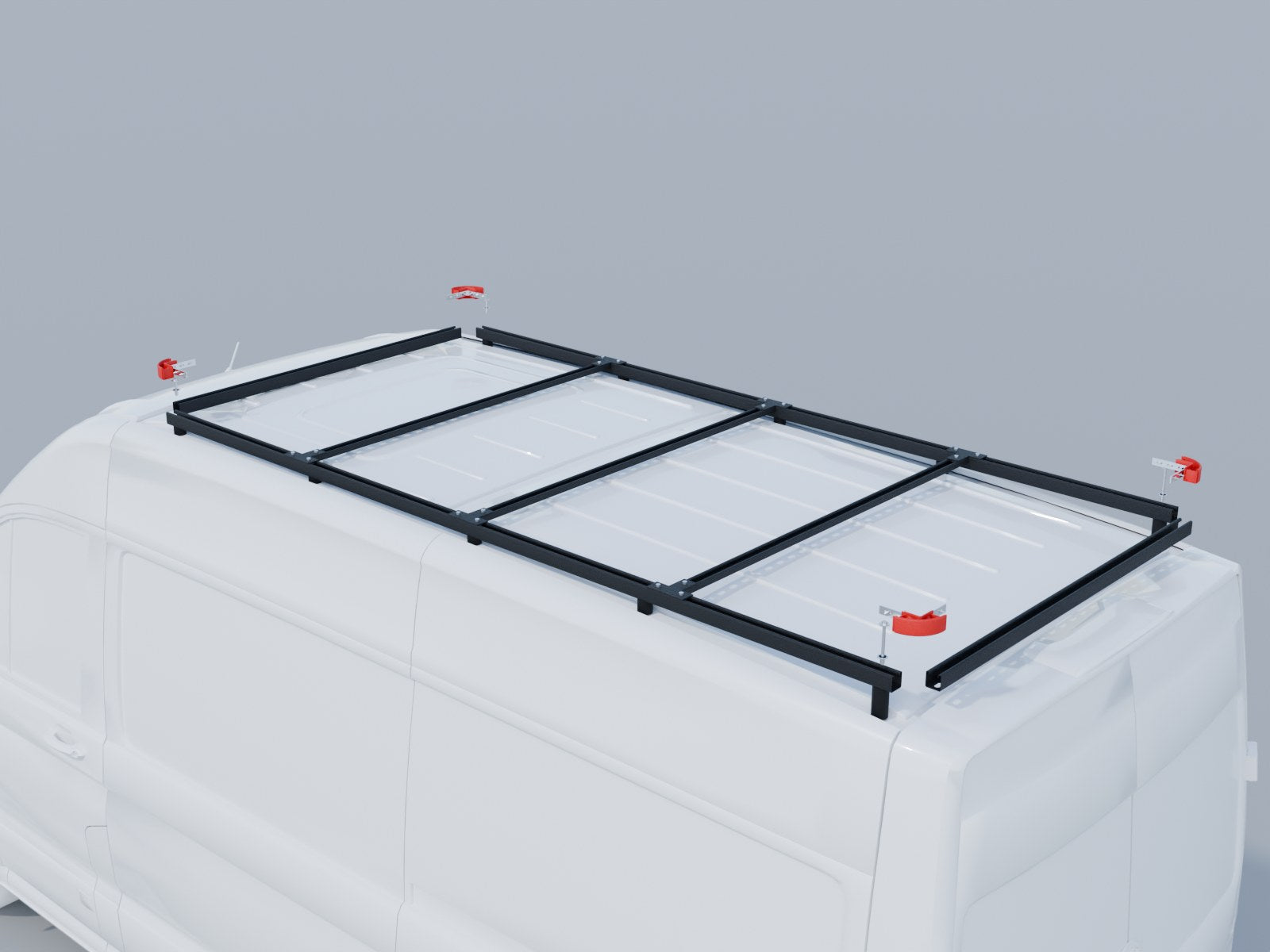 The four Halo corners lifted off a rack, shown in red